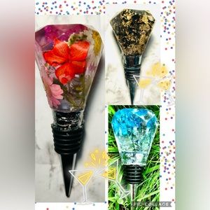 Handmade of a kind resin wine topper choice of 3 options